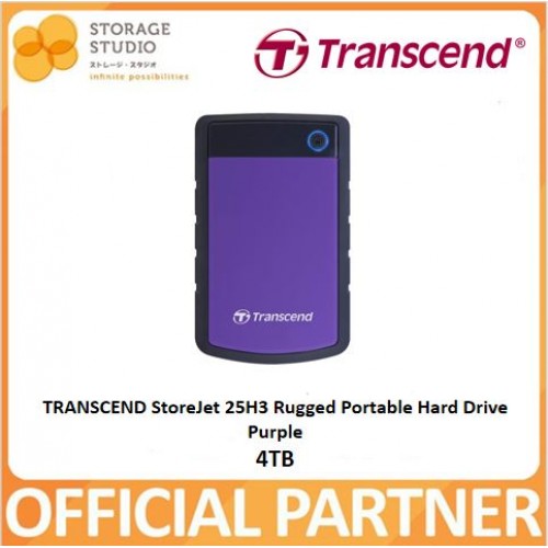 TRANSCEND StoreJet 25H3 Rugged Portable Hard Drive Purple 4TB